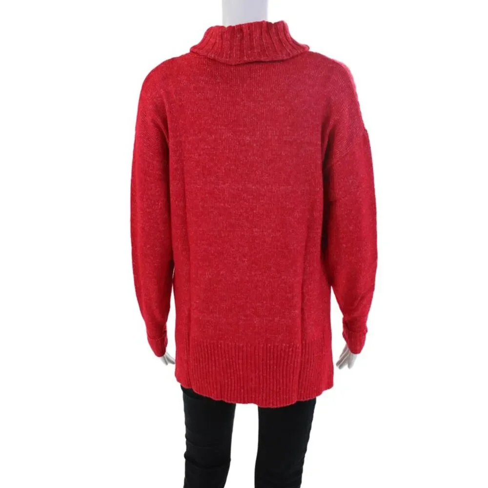 Renuar Womens Turtleneck Long Sleeve Pullover Sweater Top Berry Size XS